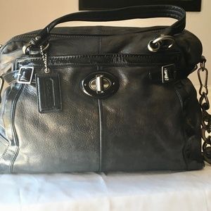 COACH Authentic Black Leather Satchel Handbag